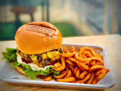 Burger and fries at Thirsty's Burgers